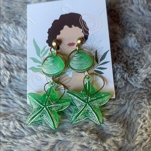 Green Starfish Earrings